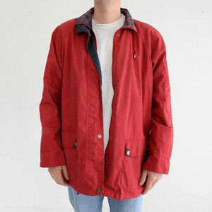 Vintage Sequence Image Red Full  Zip Up Utility Coat Size XL